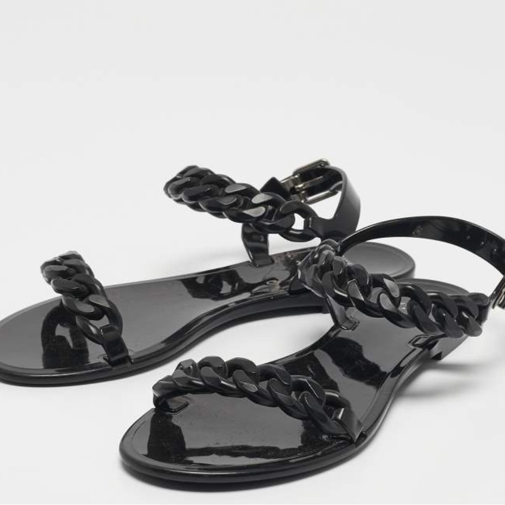 Givenchy Black Patent Chain Strap Sandals - Picture 5 of 6